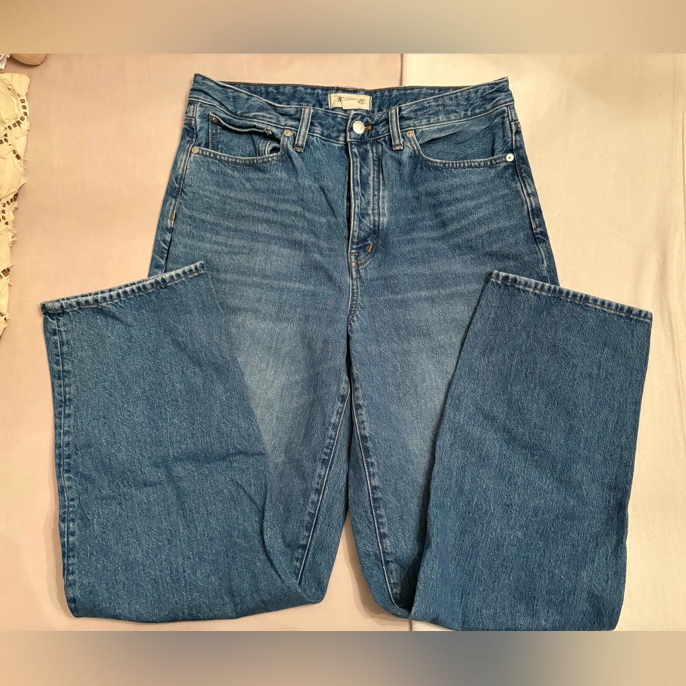 medium wash low slung straight leg curvy tall madewell jeans